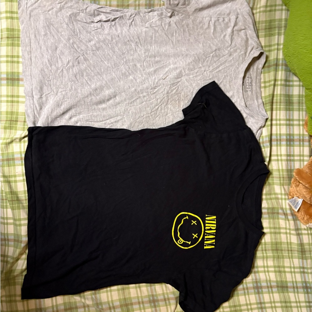 NIRVANA Black and Light Gray Short Sleeve Tees